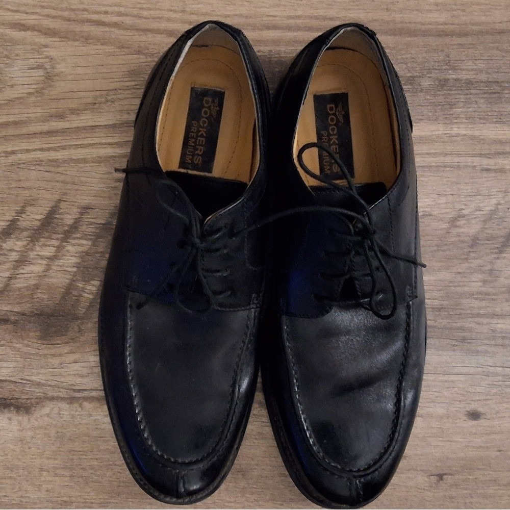 Dockers Leather Premium Men‎ Black Lace Up Dress Shoes Business Casual Size 8.5